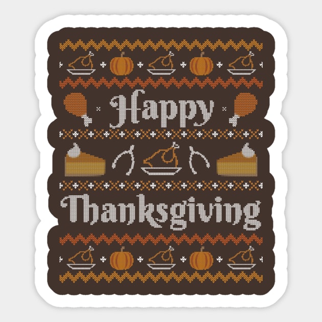 Happy Thanksgiving, Ugly Thanksgiving Sweater Sticker by HolidayoftheWeek